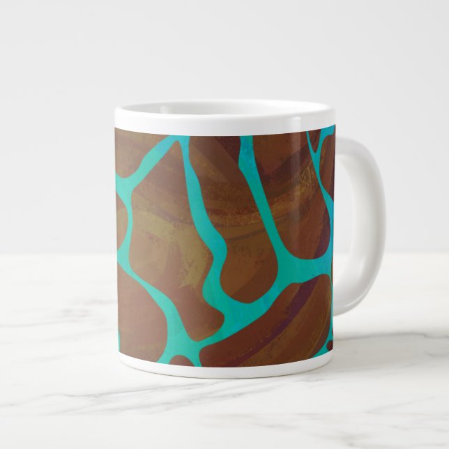 Giraffe Brown och Teal Print Jumbo Mugg (Framsida höger)