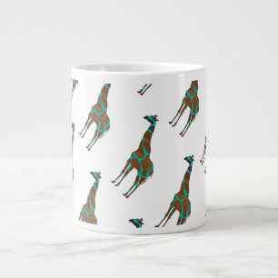 Giraffe Brown och Teal Print Jumbo Mugg