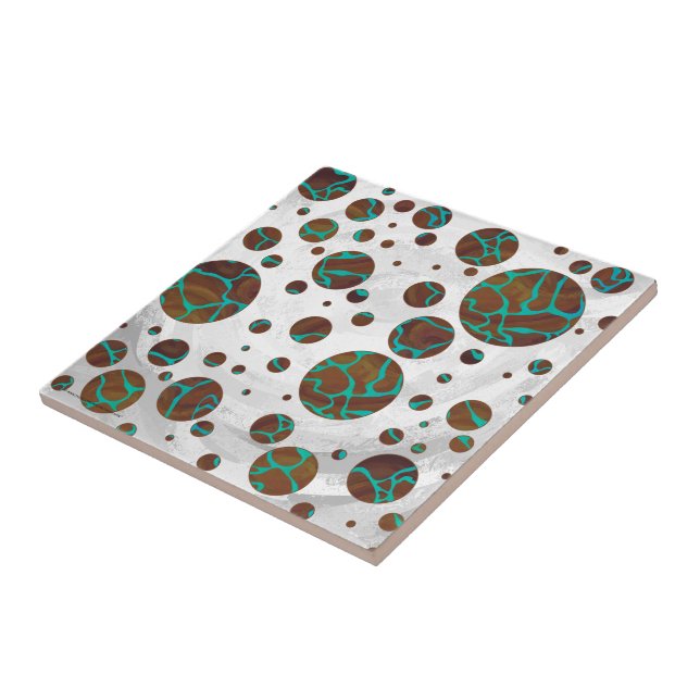 Giraffe Brown och Teal Print Kakelplatta (Sidan)