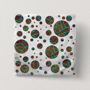 Giraffe Brown och Teal Print Knapp