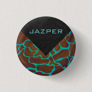 Giraffe Brown och Teal Print Knapp