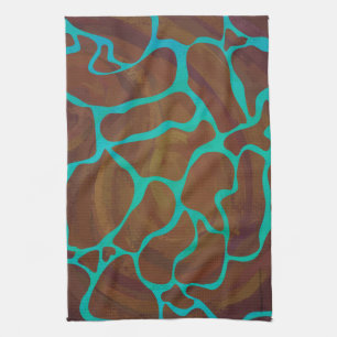 Giraffe Brown och Teal Print Kökshandduk