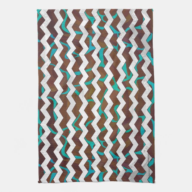 Giraffe Brown och Teal Print Kökshandduk (Vertikal)