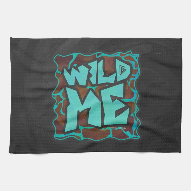 Giraffe Brown och Teal Print Kökshandduk (Horisontell)