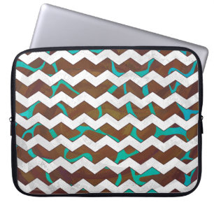 Giraffe Brown och Teal Print Laptop Fodral