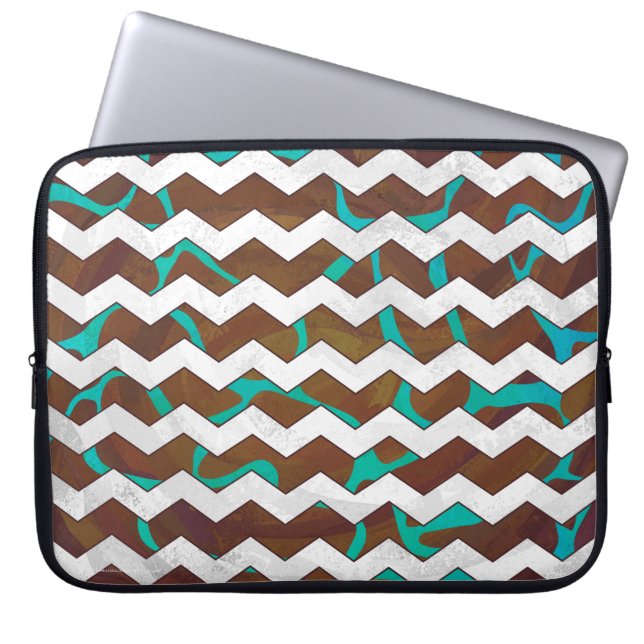 Giraffe Brown och Teal Print Laptop Fodral (Framsidan)