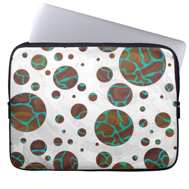 Giraffe Brown och Teal Print Laptop Fodral (Framsidan)