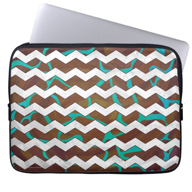 Giraffe Brown och Teal Print Laptop Sleeve (Framsidan)