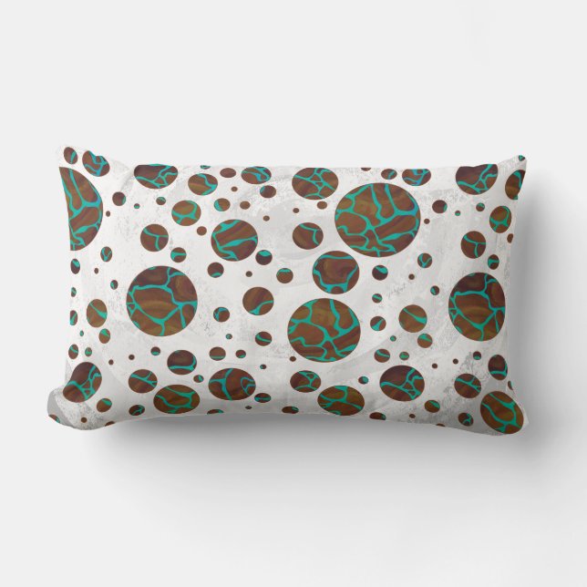 Giraffe Brown och Teal Print Lumbarkudde (Framsida)