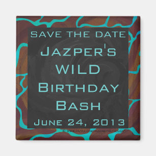 Giraffe Brown och Teal Print Magnet