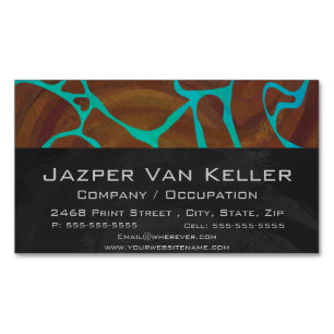 Giraffe Brown och Teal Print Magnetiska Visitkort