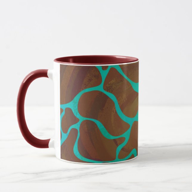 Giraffe Brown och Teal Print Mugg (Vänster)
