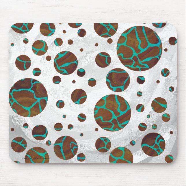 Giraffe Brown och Teal Print Musmatta (Framsidan)