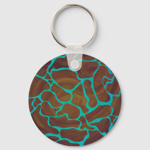 Giraffe Brown och Teal Print Nyckelring