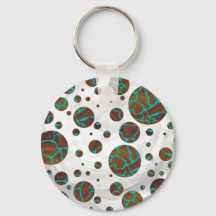 Giraffe Brown och Teal Print Nyckelring