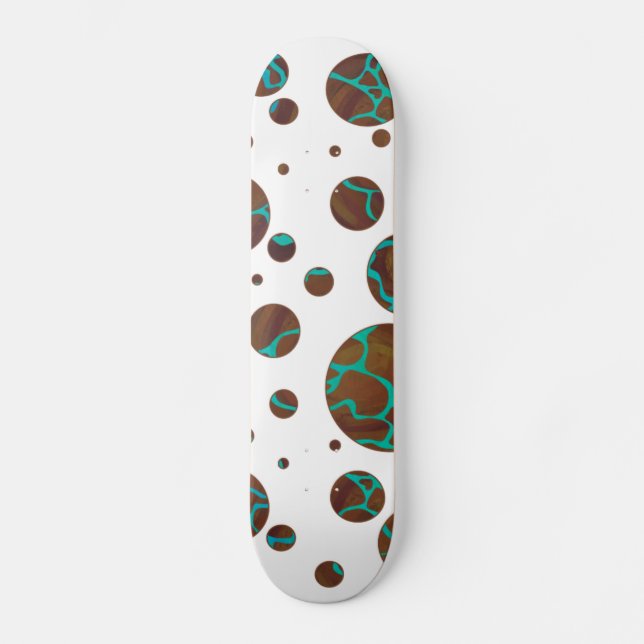 Giraffe Brown och Teal Print Old School Skateboard Bräda 21,6 Cm (Framsida)