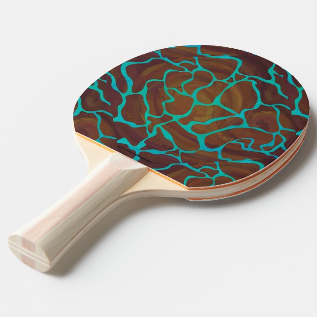 Giraffe Brown och Teal Print Pingisracket (Frontvinkel)