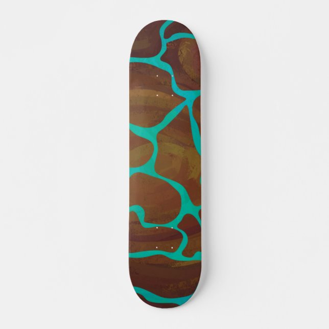 Giraffe Brown och Teal Print Skateboard Bräda 19,5 Cm (Framsida)