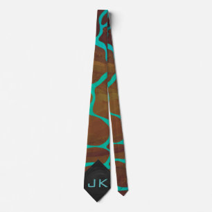 Giraffe Brown och Teal Print Tie Slips