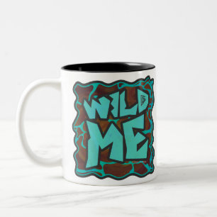 Giraffe Brown och Teal Print Två-Tonad Mugg