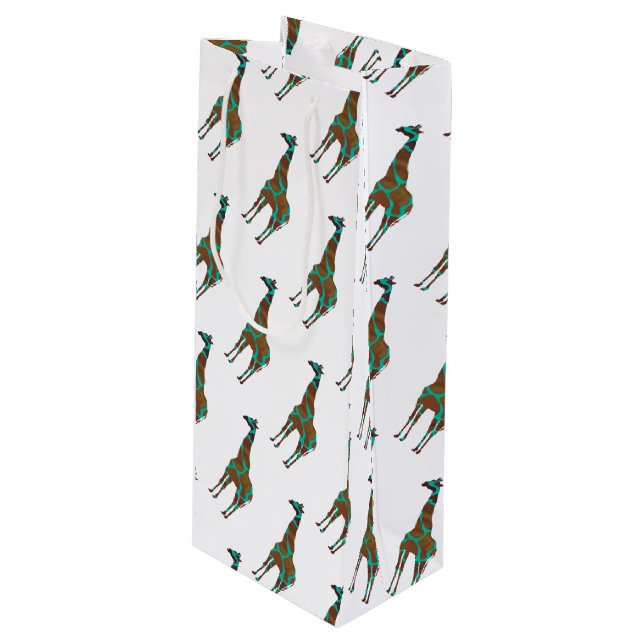 Giraffe Brown och Teal Silhouette (Framsidan Vinklad)