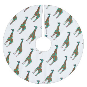 Giraffe Brown och Teal Siloette Julgransmatta Borstad Polyester