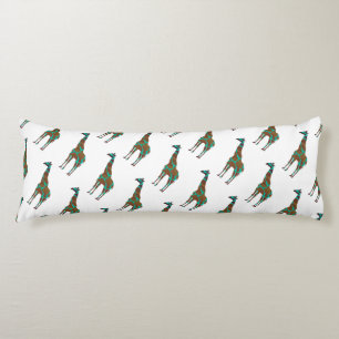 Giraffe Brown och Teal Siloette Kroppskudde