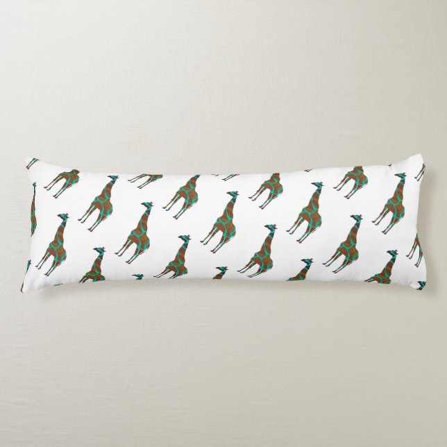 Giraffe Brown och Teal Siloette Kroppskudde (Framsidan)