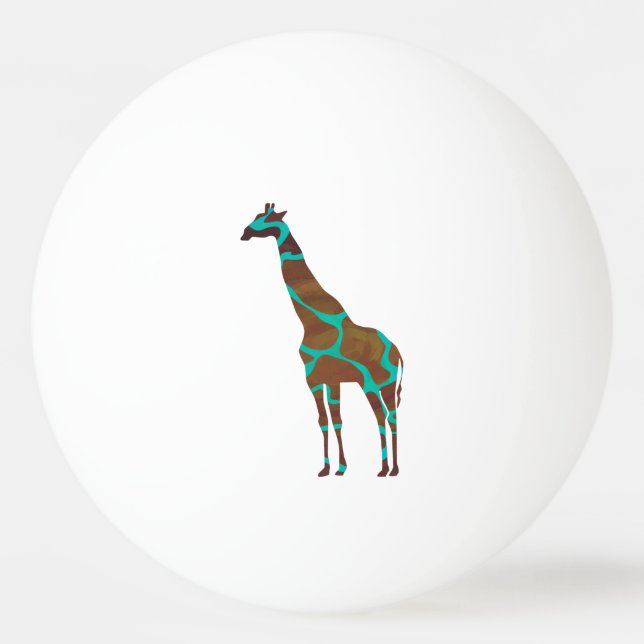 Giraffe Brown och Teal Siloette Pingisboll (Baksidan)
