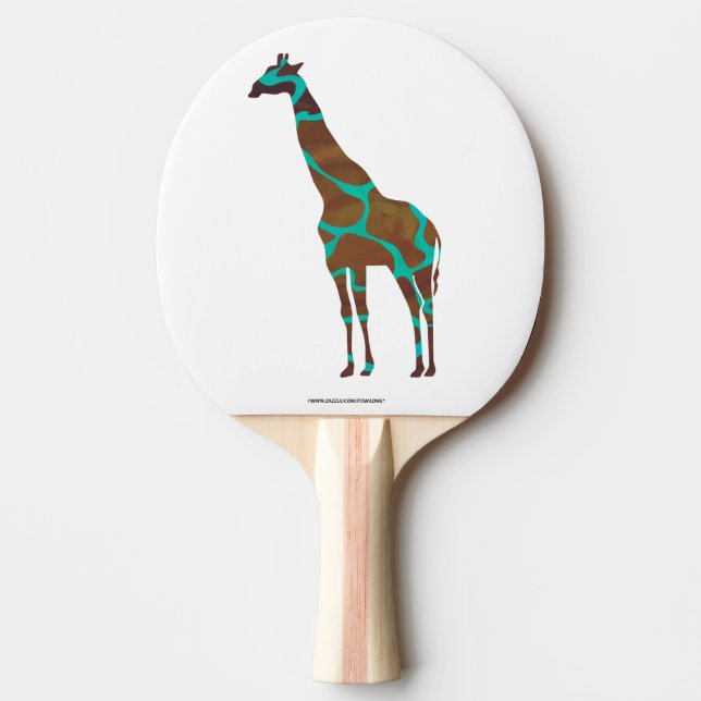 Giraffe Brown och Teal Siloette Pingisracket (Framsidan)