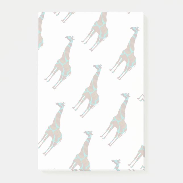 Giraffe Brown och Teal Siloette Post-it Block (Framsida)
