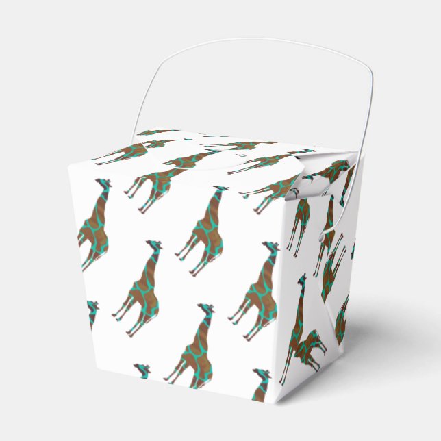Giraffe Brown och Teal Siloette Presentaskar (Framsidan Sidan)