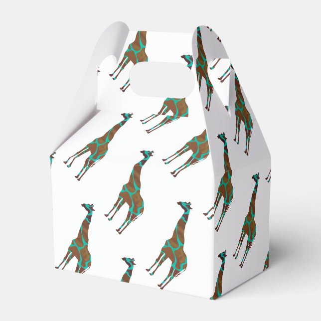 Giraffe Brown och Teal Siloette Presentaskar (Framsidan Sidan)