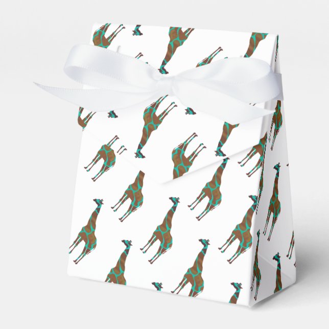 Giraffe Brown och Teal Siloette Presentaskar (Framsidan Sidan)