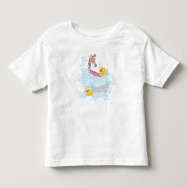 Giraffe, bubbelbad och gummiankor t shirt (Framsida)