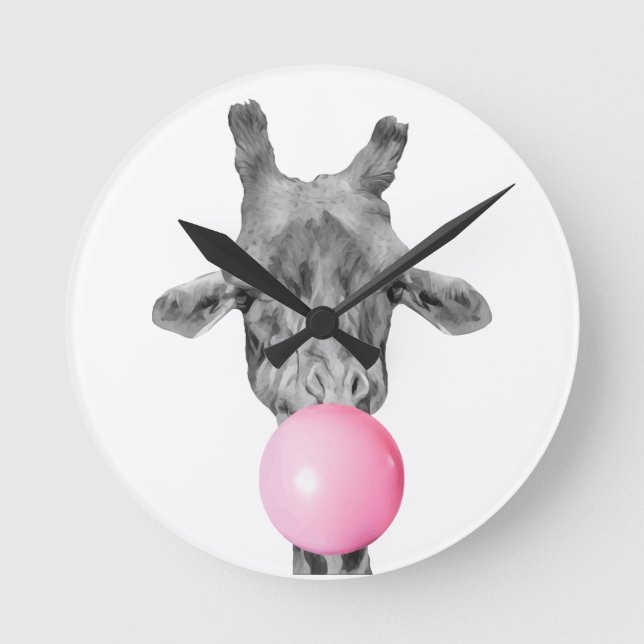 giraffe bubble rund klocka (Framsida)