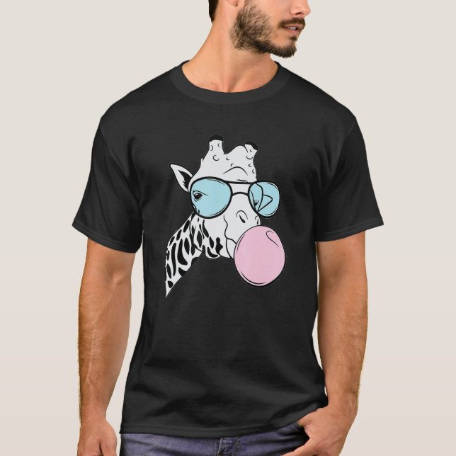 Giraffe Bubblegum Glass Cute Animal Funny Gift T Shirt (Framsida)