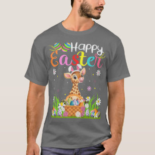 Giraffe Bunny Egg Hunting Funny Giraffe Lycklig Ös T Shirt