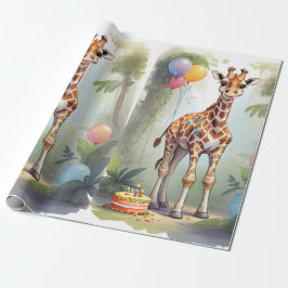 Giraffe & Cake i Jungle | Papper radbrytning Presentpapper