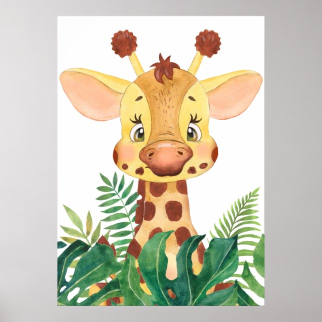 Giraffe Calf, Baby Jungle Animals, Safari Animal Poster (Framsidan)