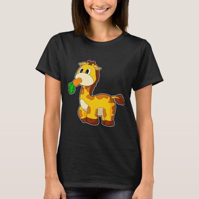 Giraffe Carrot Vegetables T Shirt (Framsida)