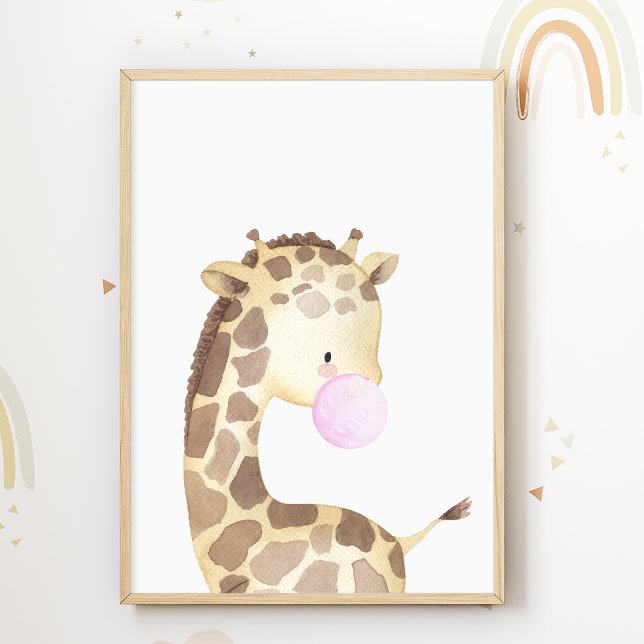 Giraffe Chewing Gum Poster Candy Kids Room Print (Skapare uppladdad)