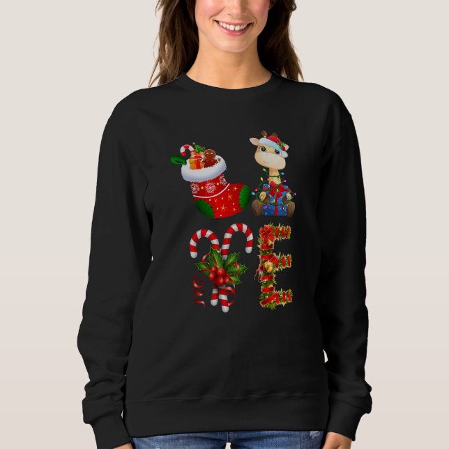 Giraffe Christmas Lights Led  Santa Hat Christmas T Shirt (Framsida)