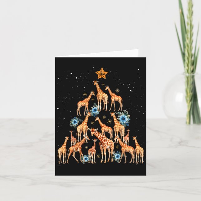 Giraffe Christmas Tree Floral Giraffe Xmas Lights  Kort (Framsida)