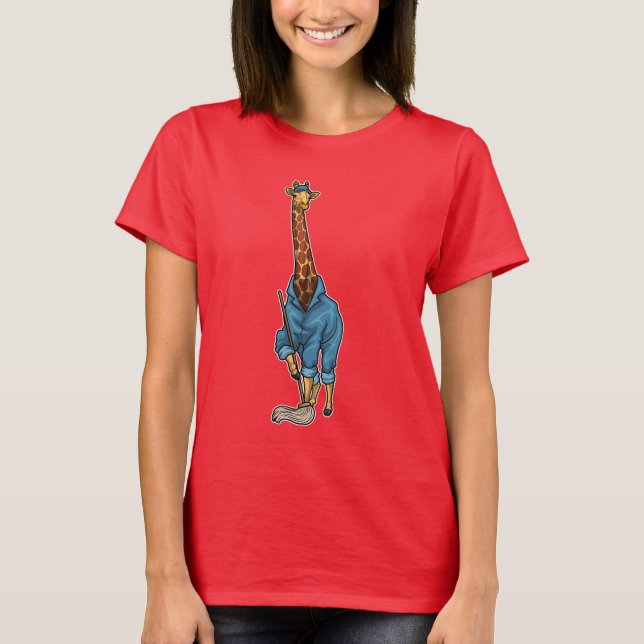 Giraffe Cleaner Mop T Shirt (Framsida)