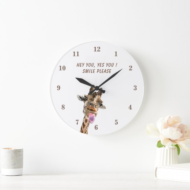 Giraffe Clock Funny Gift - Anpassningsbar Text Stor Klocka (Hem)