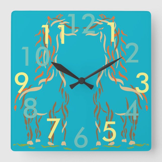 Giraffe Clock Roligt Cute Animals Modern Artsy Gif Fyrkantig Klocka (Framsida)