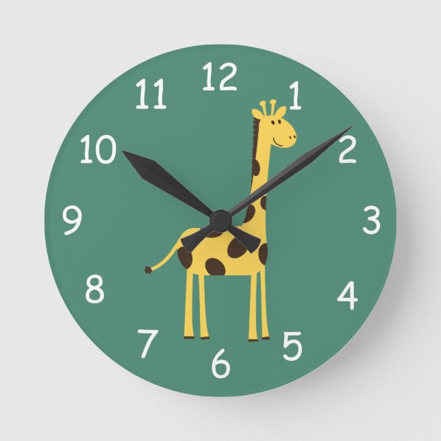 Giraffe Clock Rund Klocka (Framsida)