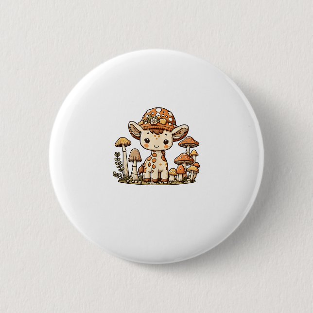 Giraffe Cottagecore Mushroom _1 Knapp (Framsida)