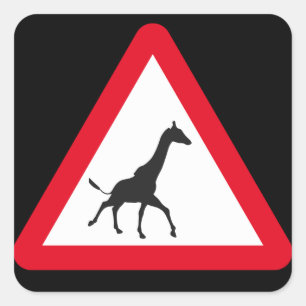 Giraffe Crossing! Fyrkantigt Klistermärke